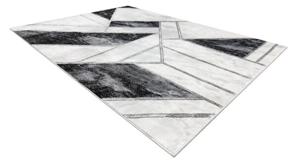 Koberec EMERALD exkluzivní 81953 glamour, styl marmur, geometrický černý / stříbrný