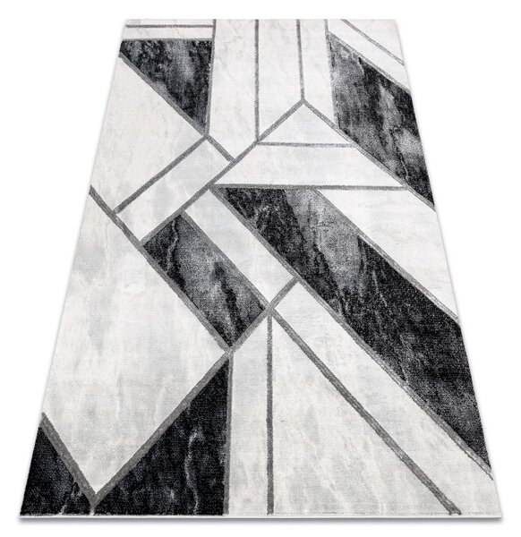 Koberec EMERALD exkluzivní 81953 glamour, styl marmur, geometrický černý / stříbrný