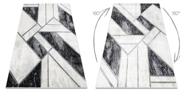Koberec EMERALD exkluzivní 81953 glamour, styl marmur, geometrický černý / stříbrný