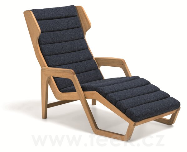 Molteni Relaxační křeslo/lehátko D.150.5, Molteni, 75x134x95 cm, rám teak, celopotah venkovní látka barva bílá white