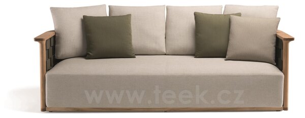 Molteni Pohovka 3-místná Palinfrasca, Molteni, 208x98x67 cm, rám teak, výplet teak/olive green EVA polyurethane, sedák venkovní látka barva bílá white