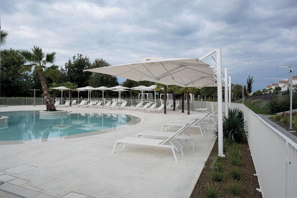 Scolaro Boční slunečník Astro Starwhite, Scolaro, čtvercový 300x300 cm, rám lakovaný hliník barva Starwhite, potah akryl 350 g/m2, barva Natural