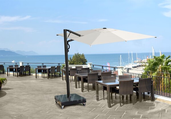 Scolaro Boční slunečník Astro Carbon, Scolaro, čtvercový 300x300 cm, rám lakovaný hliník barva carbon, potah akryl 350 g/m2, barva Natural