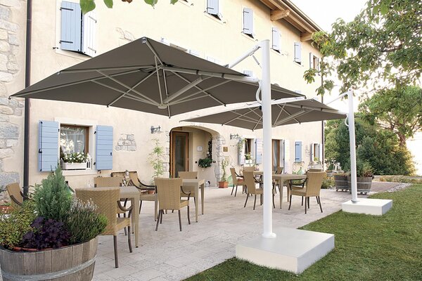 Scolaro Boční slunečník Astro Starwhite, Scolaro, čtvercový 300x300 cm, rám lakovaný hliník barva Starwhite, potah akryl 350 g/m2, barva Natural