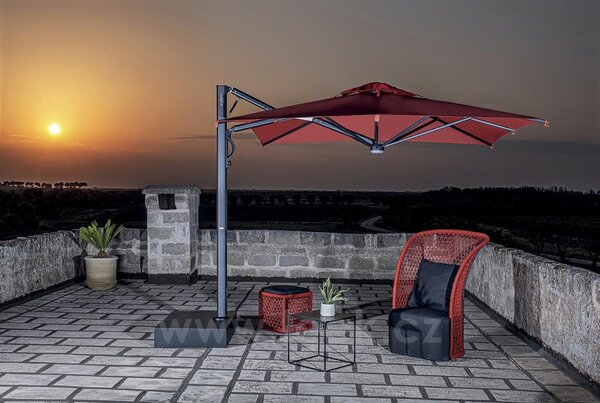 Scolaro Boční slunečník Astro Carbon, Scolaro, čtvercový 300x300 cm, rám lakovaný hliník barva carbon, potah akryl 350 g/m2, barva Natural