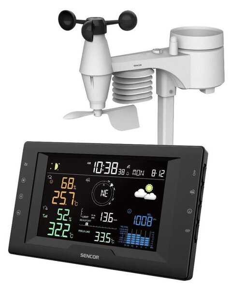Sencor- Prof. meteostanice s barevným LCD displejem a budíkem 5V/1xCR2032 + 3xAA
