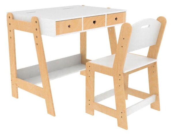 2Kids Toys - Dětský rostoucí stůl s židlí dřevo/bílá