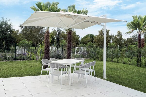 Scolaro Boční slunečník Astro Starwhite, Scolaro, čtvercový 300x300 cm, rám lakovaný hliník barva Starwhite, potah akryl 350 g/m2, barva Natural
