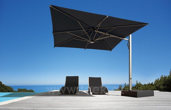 Scolaro Boční slunečník Astro Titanium, Scolaro, čtvercový 300x300 cm, rám leštěný hliník, potah akryl 350 g/m2, barva Natural