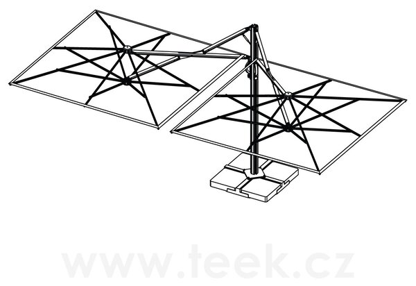 Scolaro Dvojitý boční slunečník Dual V, Scolaro, 600x300 cm, rám lakovaný hliník barva Starwhite, potah akryl 350 g/m2, barva Natural