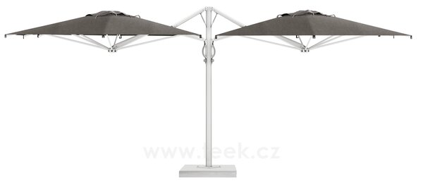 Scolaro Dvojitý boční slunečník Dual V, Scolaro, 600x300 cm, rám lakovaný hliník barva Starwhite, potah akryl 350 g/m2, barva Natural