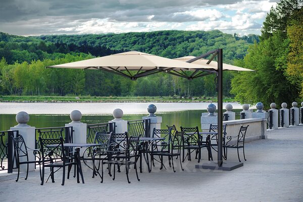 Scolaro Dvojitý boční slunečník Dual V, Scolaro, 600x300 cm, rám lakovaný hliník barva Starwhite, potah akryl 350 g/m2, barva Natural