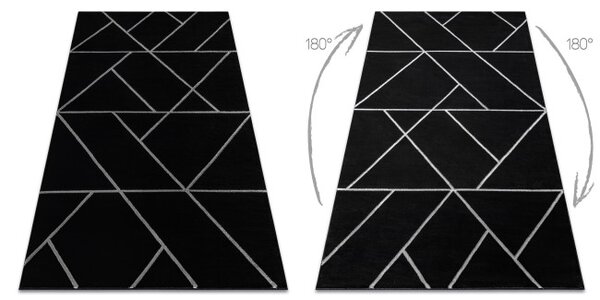 Koberec EMERALD exkluzivní 7543 glamour, styl geometrický černý / stříbrný