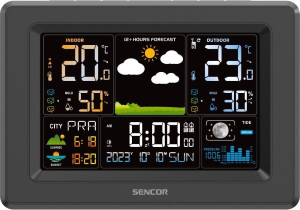 Sencor - Meteostanice s barevným LCD displejem 3xAA + 2xAA černá