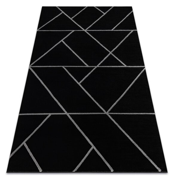 Koberec EMERALD exkluzivní 7543 glamour, styl geometrický černý / stříbrný
