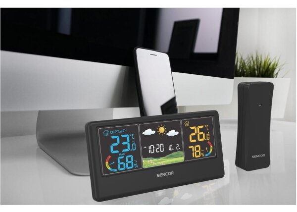 Sencor - Meteostanice s barevným LCD displejem 3xAAA + 2xAA černá
