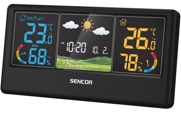 Sencor - Meteostanice s barevným LCD displejem 3xAAA + 2xAA černá