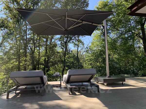 Scolaro Boční slunečník Astro Titanium, Scolaro, čtvercový 300x300 cm, rám leštěný hliník, potah akryl 350 g/m2, barva Natural