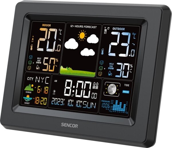 Sencor - Meteostanice s barevným LCD displejem 3xAA + 2xAA černá