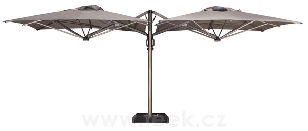 Scolaro Dvojitý boční slunečník Dual T, Scolaro, 600x300 cm, rám lakovaný hliník barva Starwhite, potah akryl 350 g/m2, barva Natural