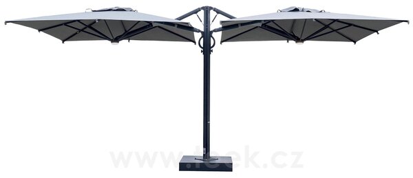 Scolaro Dvojitý boční slunečník Dual T, Scolaro, 600x300 cm, rám lakovaný hliník barva Starwhite, potah akryl 350 g/m2, barva Natural