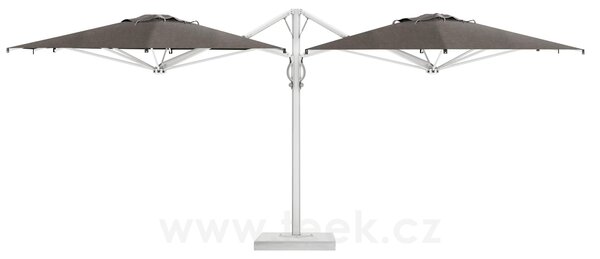 Scolaro Dvojitý boční slunečník Dual T, Scolaro, 600x300 cm, rám lakovaný hliník barva Starwhite, potah akryl 350 g/m2, barva Natural