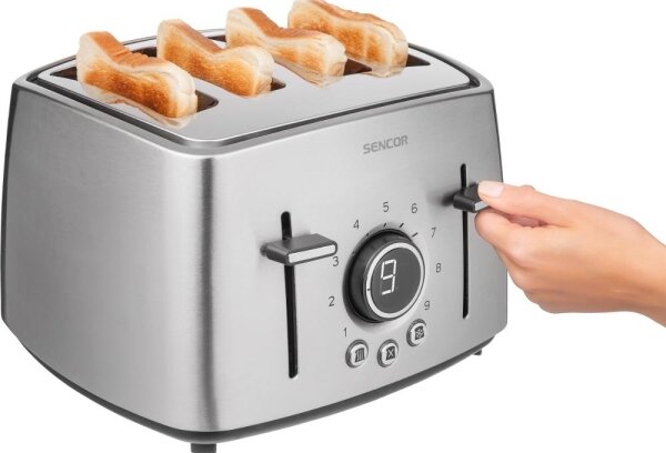 Sencor - Topinkovač se čtyřmi otvory 1600W/230V matný chrom