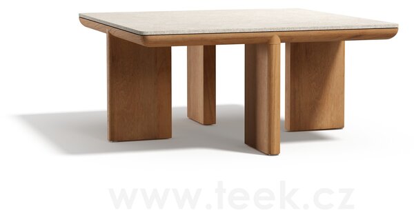 Tribu Nízký stolek Amanu, Tribu, čtvercový 90x90x42 cm, rám teak, deska keramika dekor sabbia