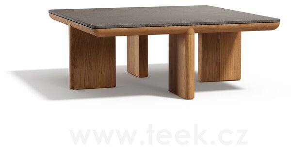 Tribu Nízký stolek Amanu, Tribu, čtvercový 90x90x35 cm, rám teak, deska keramika dekor sabbia