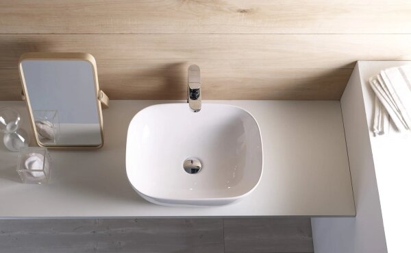 Bathco 4072 - Umyvadlo na desku OLEA 49x40 cm porcelán/bílá