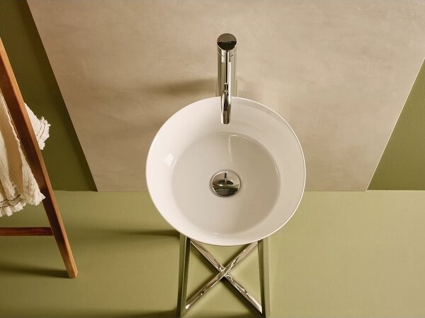 Bathco 4086 - Umyvadlo na desku VOLTA pr. 35 cm porcelán/bílá