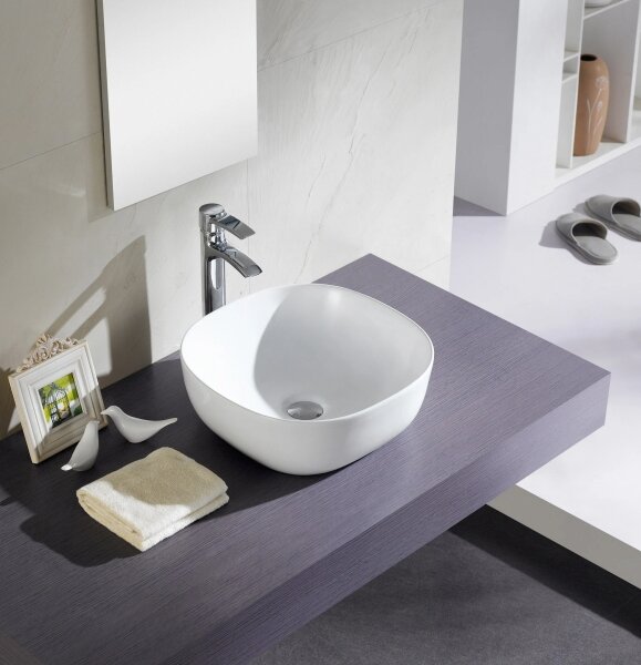 Bathco 4071 - Umyvadlo na desku OLEA 41x41 cm porcelán/bílá