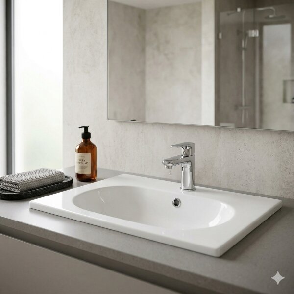 Bathco 4015 - Umyvadlo na desku CASTELLON pr. 35 cm porcelán/bílá
