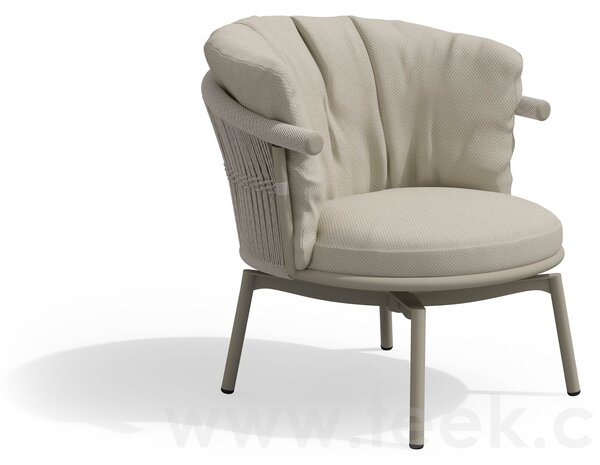 Tribu Nízké křeslo otočné Cesta, Tribu, 75x81x70,8 cm, rám lakovaná nerezová ocel linen, výplet lankový linen, bez polstrování