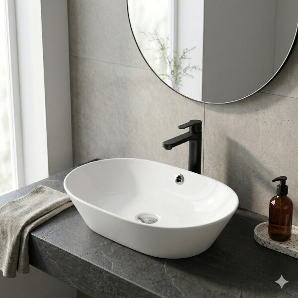 Bathco 4038 - Umyvadlo na desku TOULOUSE 59x42 cm porcelán/bílá