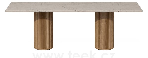 Tribu Jídelní stůl Otto, Tribu, obdélníkový 290x110x95 cm, rám teak, deska přírodní kámen travertine