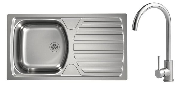 ALVEUS - Kuchyňský dřez BASIC 78x43,5 cm + dřezová baterie VIOLA 36,7 cm nerez