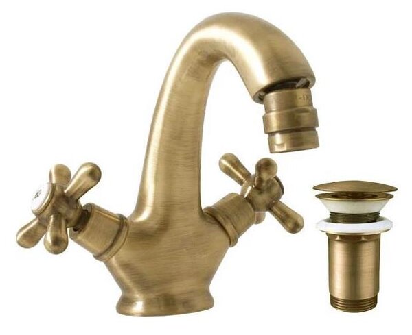 RAV Slezák MK143.0SM - Bidetová baterie + výpusť MORAVA RETRO 16 cm stará mosaz