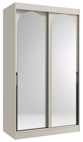 Šatní skříň MODIN | se zrcadlem | 120 cm | kašmír/černé úchyty