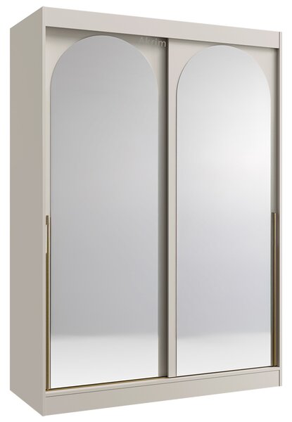 Šatní skříň MODIN | se zrcadlem | 150 cm | kašmír/zlaté úchyty