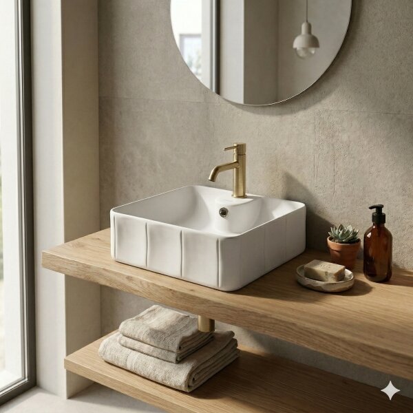 Bathco 4163 - Umyvadlo na desku CIRCUS 40x40 cm porcelán/bílá