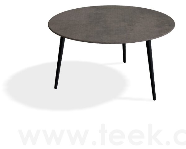 Royal Botania Nízký stůl Styletto, Royal Botania, kulatý 90x50 cm, rám hliník anthracite, deska keramika bílá