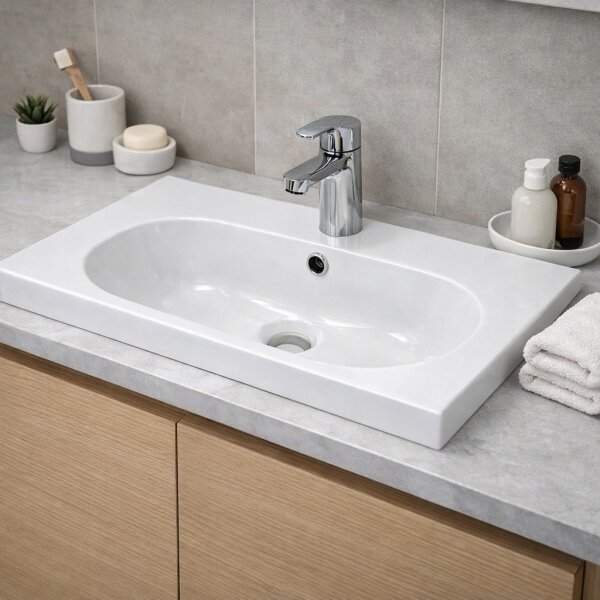 Bathco 0516 - Zápustné umyvadlo ICE 60x35 cm pryskyřice/bílá