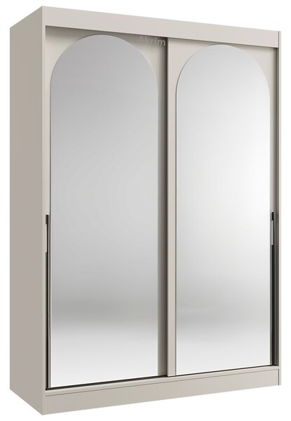 Šatní skříň MODIN | se zrcadlem | 150 cm | kašmír/černé úchyty