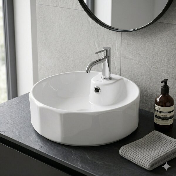 Bathco 4158 - Umyvadlo na desku CIRCUS pr. 42 cm porcelán/bílá