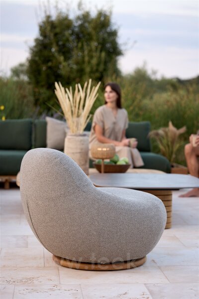 Cane-line Nízké otočné křeslo Gem, Cane-line, teak, potah AirTouch barva Grey