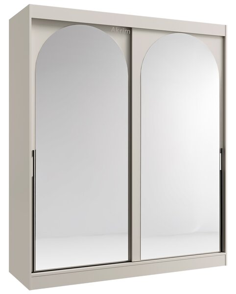 Šatní skříň MODIN | se zrcadlem | 180 cm | kašmír/černé úchyty