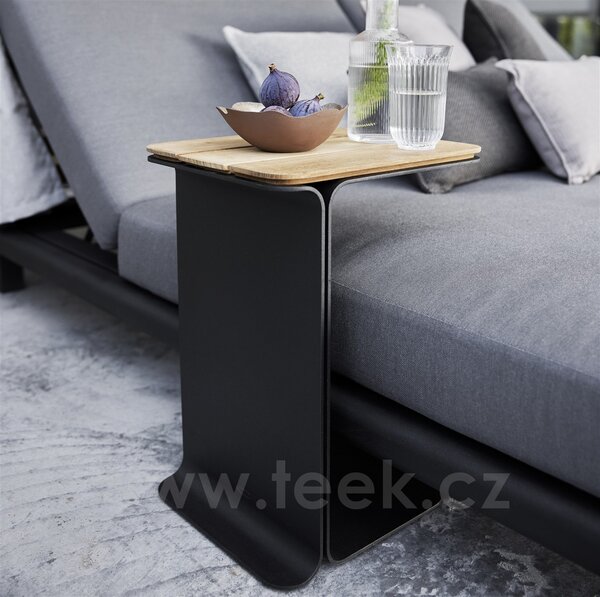 Cane-line Odkládací stolek Mega, Cane-line, 30x37x50 cm, rám hliník barva lava grey, deska teak