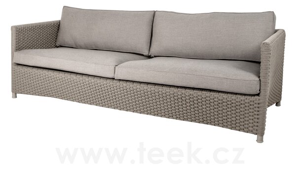 Cane-line 3-místná pohovka Diamond, Cane-line, 209x88x63 cm, rám hliník, výplet lanko barva taupe, sedáky venkovní látka Natté taupe