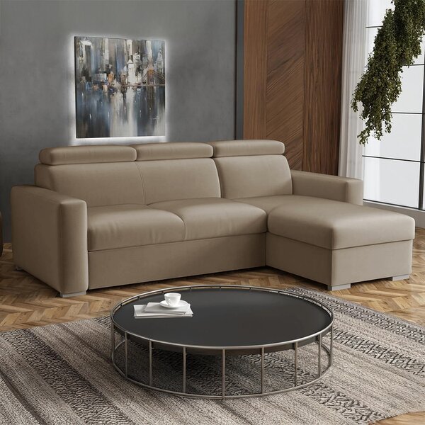 Malá sedací souprava PEDRO L | 235x170 cm | rozkládací + úložný prostor | polohovatelné záhlavníky | VÝBĚR TKANIN